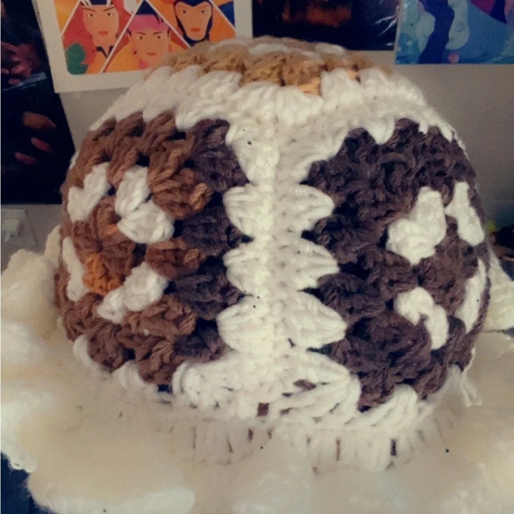 Crochet Granny Square Ruffle Hat